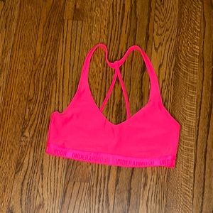 Neon pink under armour sports bra